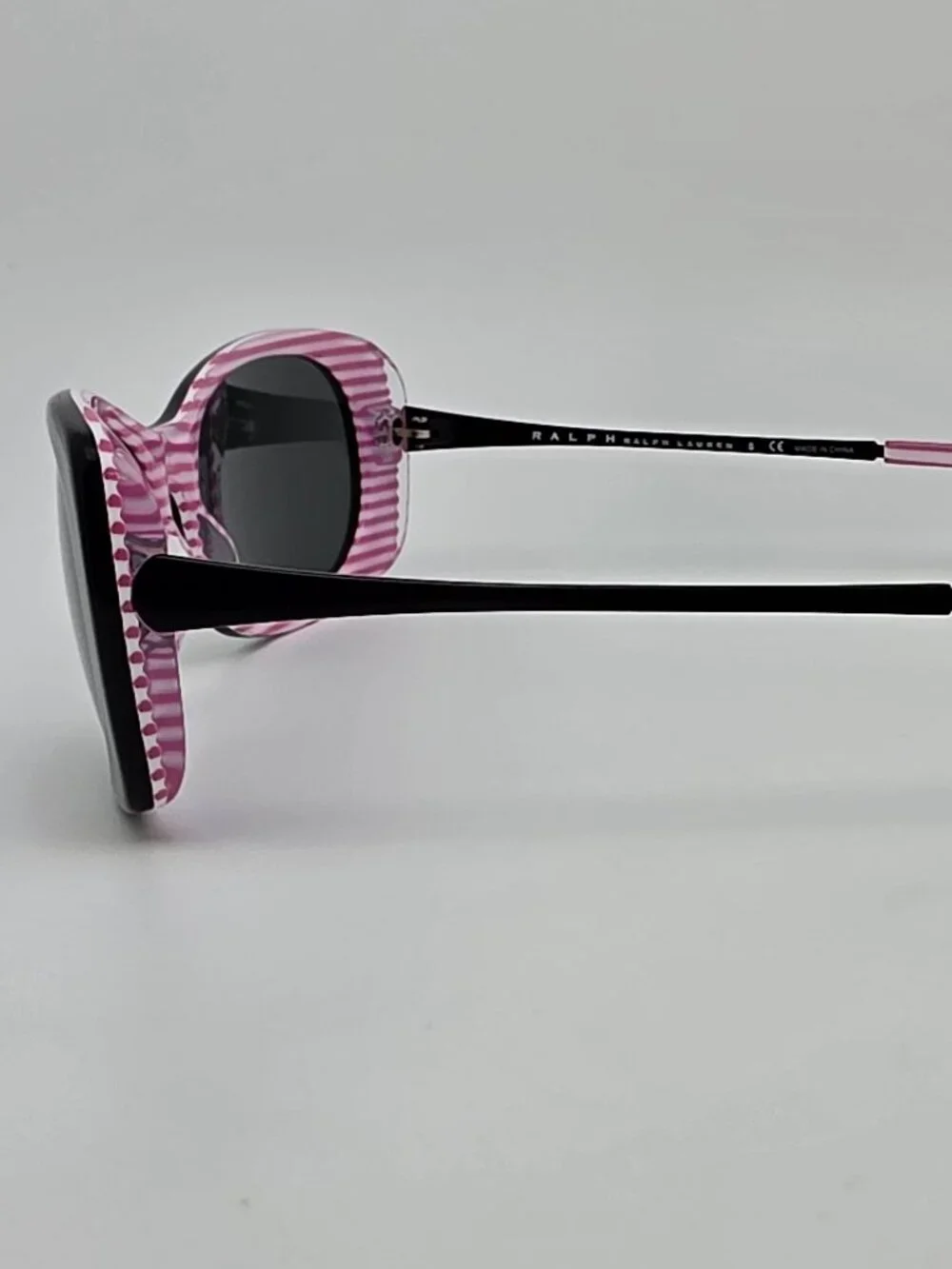 Ralph Lauren RA5158 1092/87 Black on Pink Frame Grey Lens Cat Eye Sunglasses